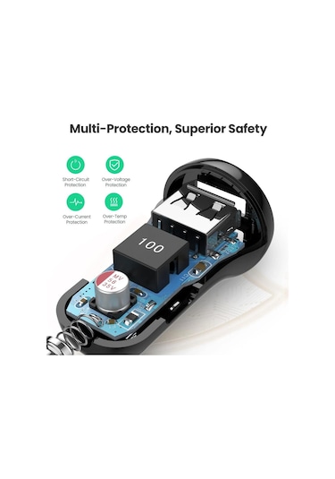 Ugreen Çift Portlu 24W Araç Çakmaklık Hızlı Şarj Cihazı