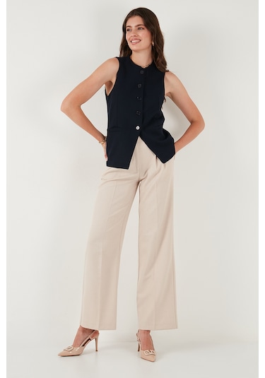 Lela Regular Fit Bisiklet Yaka Kolsuz Düğmeli Basic Bluz Bayan Yelek 65200004 Lacivert