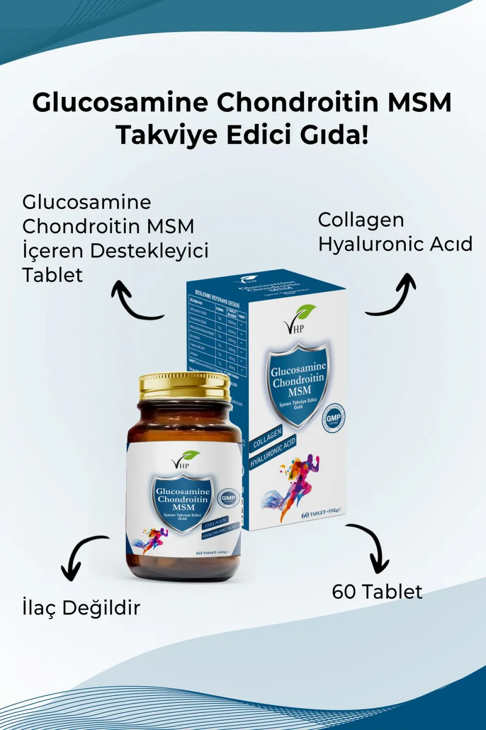Vhp Glukozamin Kondroitin Msm Tablet 60 Adet