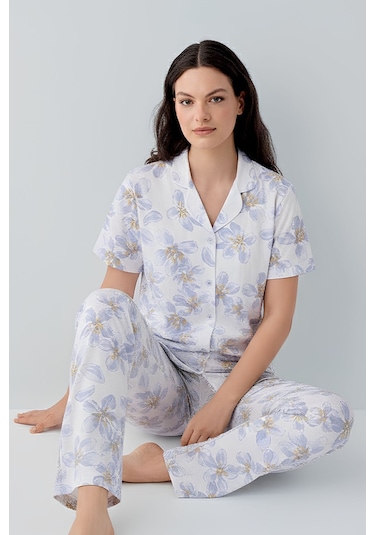 Arnetta Kadın Mavi Gömlek Pijama Takım Ar3626-s-v2 Mavi