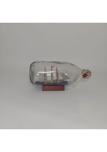 Büyük Boy Cam Şişe İçerisinde Gemi Biblosu 19-9 Cm Dekoratif Hediyelik Gemi Maketi Kabasakal Gemi