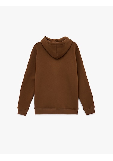 Koton Şardonlu Uzun Kollu Basic Kapşonlu Sweatshirt Kahverengi 6wam70015mk Kahve