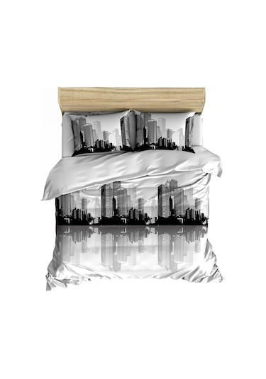 Makiteks Pamuklu City 200x220 Çift Kişilik Nevresim Seti Beyaz