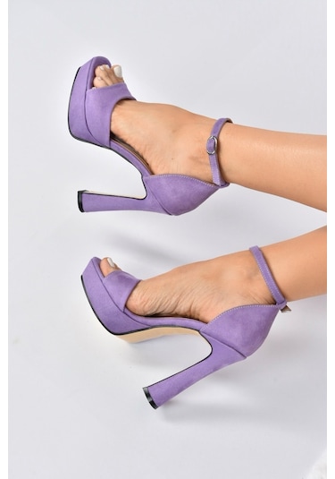 Fox Shoes Lila Süet Kadın Topuklu Ayakkabı K404580102 Lila