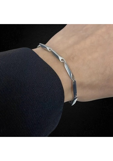 Çelik Bileklik Titanyum Melon Düz Model 3 Mm Kalınlık 21 Cm Uzunluk Gümüş Silver Gümüş