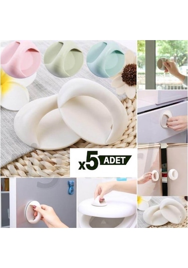 Çok Amaçlı Yapışkanlı Tutacak Kulp 5 Adet Kendinden Yapışkanlı