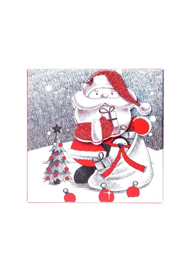 Yılbaşı Noel Baba Ve Çam Ağacı Motifli Hediye Kutusu 12x8 Cm