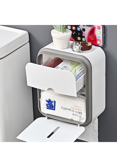 Dianziye Duvar Tipi Su Geçirmez Tuvalet Kağıdı Kutusu, Delme Yok Kurulum, Çok Amaçlı Hafif Mutfak/ Banyo Dolabı Yeşil, 2 Adet Diğer