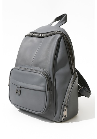Newish Polo Donna Model Sırt Çantası-yıkama Suni Deri Gri