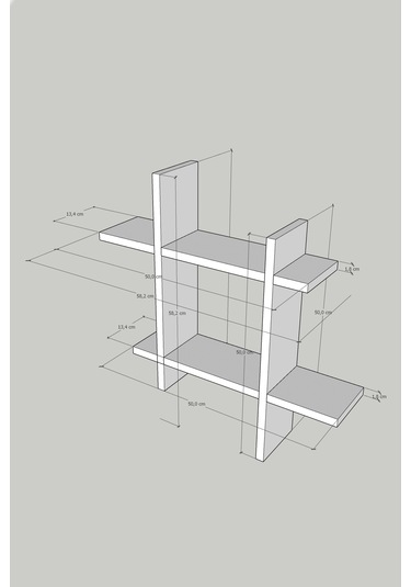 Linea Beyaz Dekoratif Duvar Rafı - Duvara Monte Kitaplık