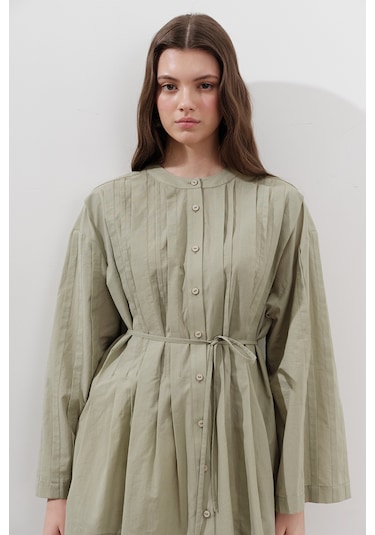 Nervürlü Geniş Kollu Tunik Çağla Çağla