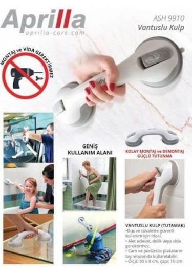 Aprilla Ash9910 Vantuzlu Kulp Tutacağı Vakumlu Banyo Tutacağı Beyaz