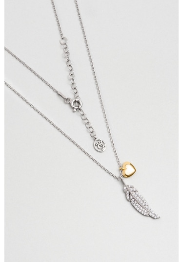 So Chic Mistik Tüy 18 Ayar Beyaz Altın Kaplama 45 Cm Gümüş Kolye Rodyum