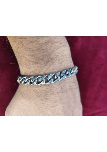 Modagümüşevi Gümüş Çift Taraflı El İşçiliği Gurmet Erkek Bileklik