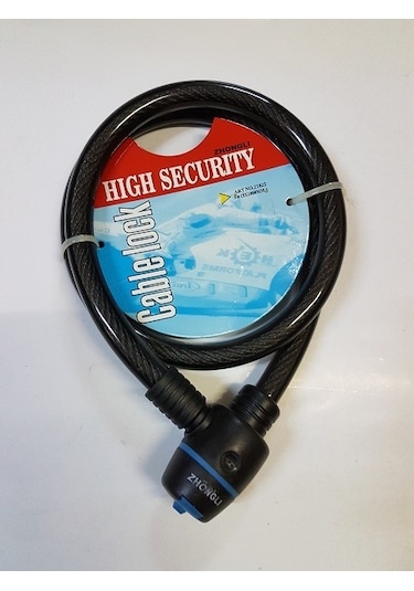 Zhongli Motosiklet Bisiklet 15 MM X 100 CM Anahtarlı Halat Kilit Siyah