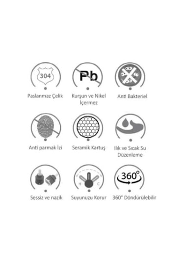 Paslanmaz Pirinç Arıtmalı Krom Eviye Bataryası Gri