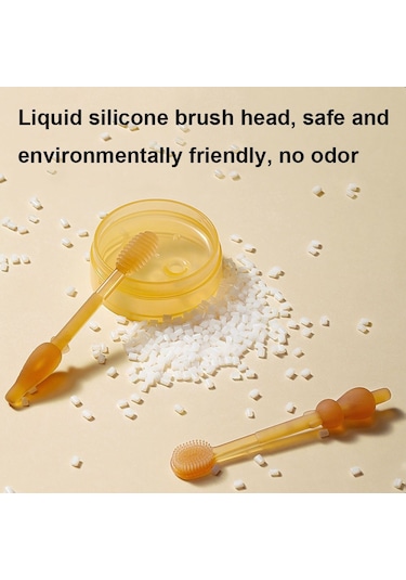 Sones Gıda Sınıfı Silikon Bebek Süt Diş Fırçası + Dil Fırçası Çocuk Ağız Temizleme Fırçası, Renk: Bej