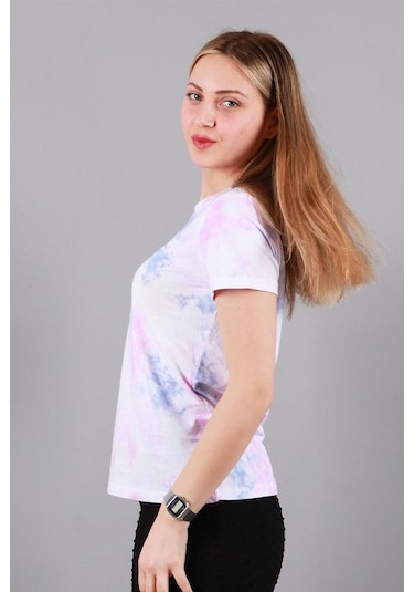 Kadın Bisiklet Yaka T-Shirt Tşört Pembe