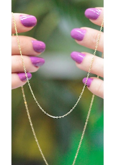 Diamine 14 Ayar Altın Kalın Aynalı Forse Zincir Kolye