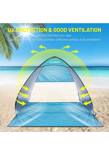Tomshoo-otomatik Anında Açılır Plaj Çadırı Hafif Açık Y18346bl Mavi