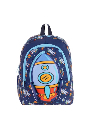 Kaukko Kids Üç Gözlü Erkek Çocuk Okul Sırt Çantası Roket Detaylı - L5260 Lacivert