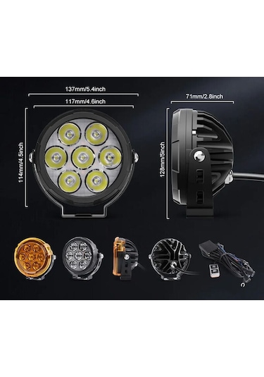 Beemax Hardcap 180 Watt Profesyonel Motosiklet Led Sis Far Takım