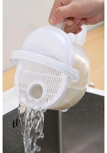 Tugomer Pirinç Süzgeci 1 Litre - Kulplu Bakliyat Yıkama Süzme