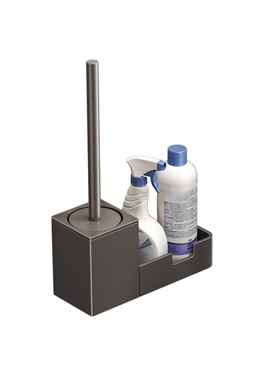 Delinmeyen Tuvalet Fırçası Tutucu, Raflı, Ev Tipi Tuvalet Fırçası Siyah