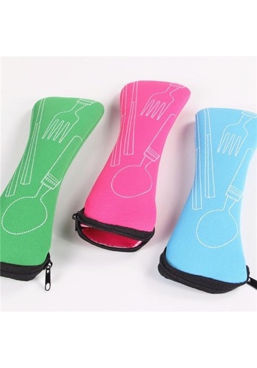 Novahub Kırmızı Taşınabilir Piknik Çatal Kaşık Çantası Seyahat Çatal Çanta Ambalaj Saklama Kutusu Sofra Kırmızı