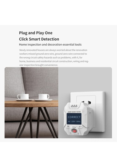 Tenfowee Akıllı Lcd Ekranlı Duka St-1 Priz Test Cihazı - Devre Polarite Dedektörü & Güvenlik Kontrolü