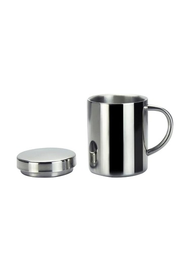 Pazly Cbtx 304 Çift Yalıtım Kahve Bardağı, Paslanmaz Çelik, 200 Ml, Kapaklı, Dayanıklı Gümüş