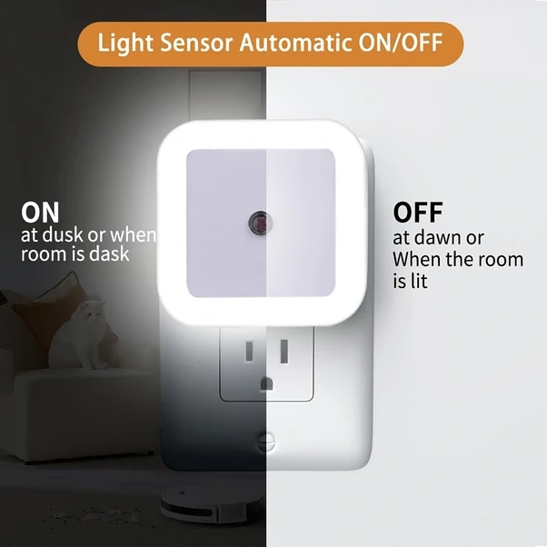 Dashanshop Akıllı Led Gece Lambası Beyaz Hareket Sensörlü Otomatik Açılır Kapanır Duvara Takılabilir Beyaz