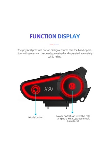 Ceylan Adam A30 Motosiklet Kask Kulaklık Intercom Işıklı 2 Eşleşme Özellikli