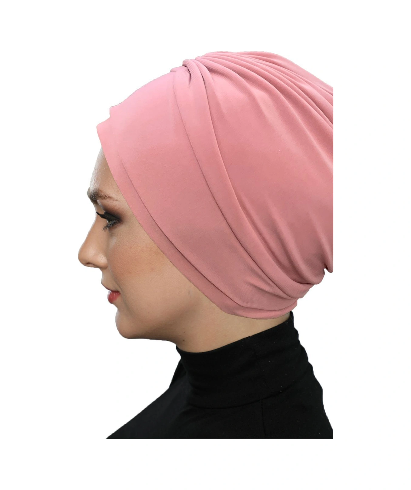Çift Katlı Astarlı Pudra Hazır Türban Tesettür Dış Ve Havuz Bonesi Pudra