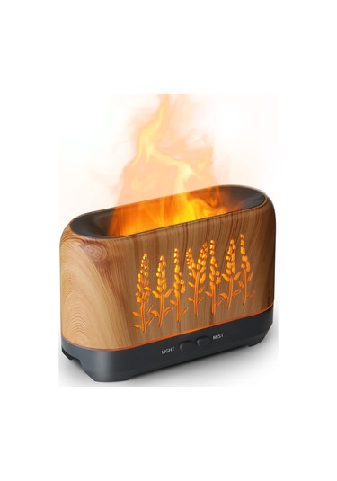Yifomall Alev Işıklı Esansiyel Yağ Difüzörü, Aromaterapi Esansiyel Yağları İçin Geliştirilmiş Süper Hava Nemlendirici