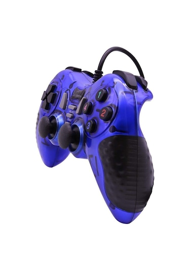 Pc Uyumlu Usb Dual Shock Titreşimli Joystick Oyun Kolu-cfl-2586 Mavi