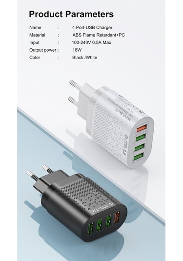 Zuidid 48 W 3 Amper 4 Usb Portlu Hızlı Şarj Cihaz - Çoklu Şarj