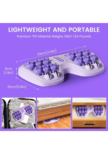 Geeroyoo Mor Ayak Tabanı Fasya Gerginliği Ve Ağrısı Alıcı Masaž Aleti - Dairesel Hareketli, Her Zaman Ve Her Yerde Kullanın, Ana Ağrı Noktalarını Tamamen Kapsar Mor