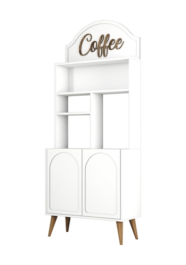 Lyon Kahve Köşesi 80cm - Beyaz / Ceviz