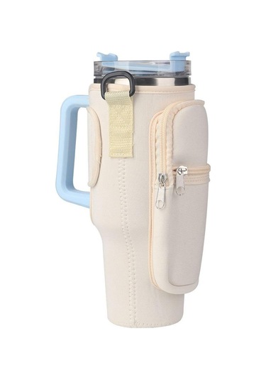 Beyaz Telefon Cepli Su Şişesi Taşıma Çantası - Açık Havada Seyahat Ve Spor İçin Ayarlanabilir Omuz Askısı