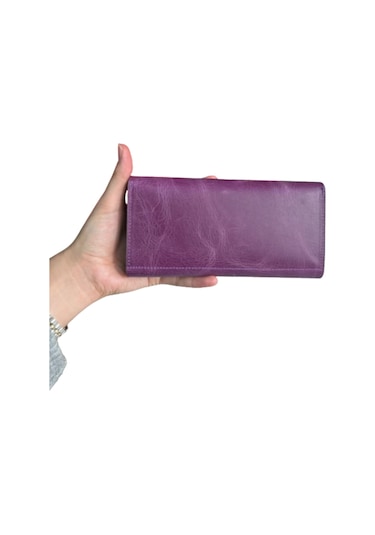 Mft Leather Hakiki Deri El Portföyü Cüzdan Hilton 8926 Crazy Mor
