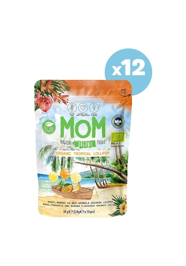 12'li Mom Organık Tropıkal Lolıpop 650 G