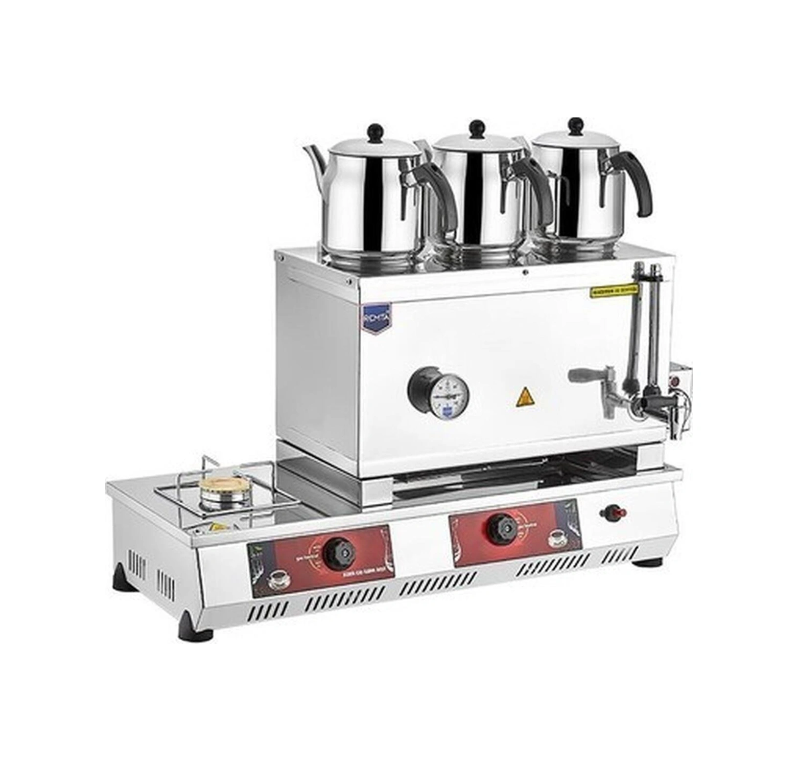 Remta Doğalgazlı Elektrikli Çay Kazanı 3 Demlikli 34 Litre Ce Belgeli-95460