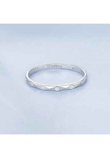 S925 Sterling Silver Platinum-plated Inlaid Zircon Ring Fine Sparkle Ring, Model: Bsr578 8 Çok Renkli