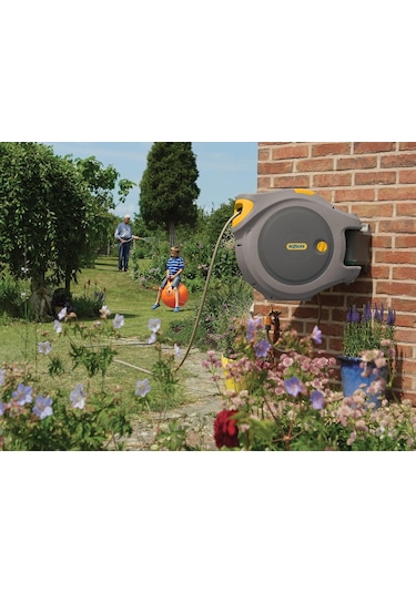 Hozelock 2595H Duvara Monte 40 m Hortumlu Otomatik Geri Sarmalı Hortum Toplama Makara Seti