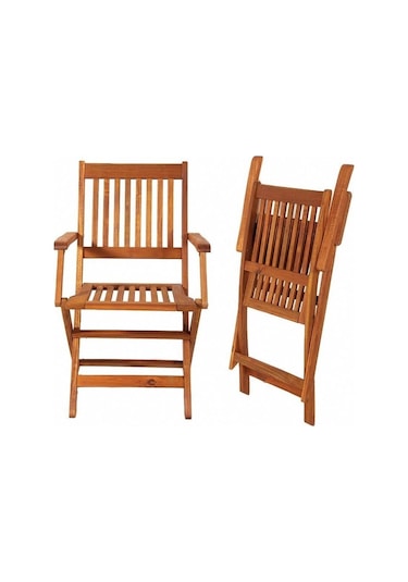 Manhattan Katlanır Kollu Ahşap Sandalye 2 Li Kahverengi