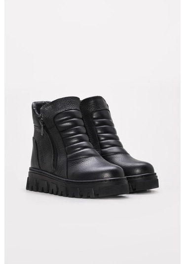 Fast Step Hakiki Deri Kürklü Unisex Klasik Bot 770kxa260wx Siyah
