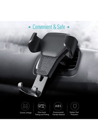 Pazly Havalimanı Klipsli Çok Amaçlı Telefon Tutucu - Tek Elle Kullanım, Yerçekimi Kilidi Siyah Siyah