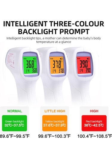 Alın Termometresi Lcd Ekran Ateş Alarmlı Dijital Termometre Gümüş