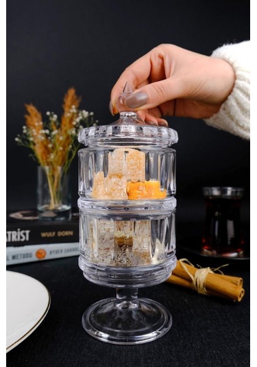 Digithome Ayaklı 2 Katlı Cam Sunumluk Kurabiyelik Ve Şekerlik Ku.mpp.002 C1-1-288